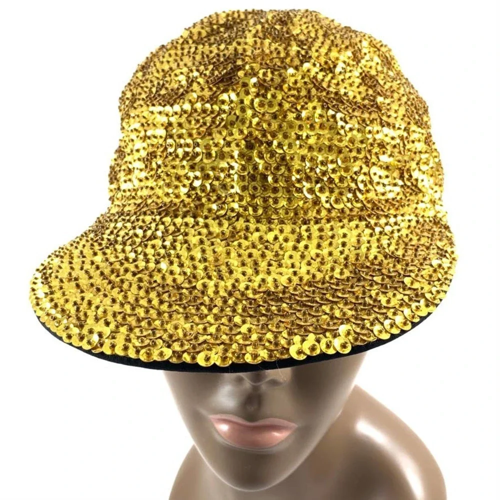 Rare 1980's gold sequin baseball cap by FASHION FANTASY - Picture 2 of 13